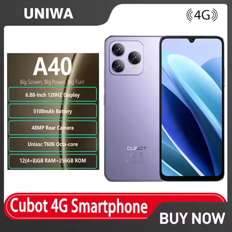 CUBOT A40 智能手机 6.88 英寸 120Hz 显示屏 48MP 主摄像头 4GB RAM+256GB ROM 5100mAh 电池 NFC、Face ID 4G Android 15 手机