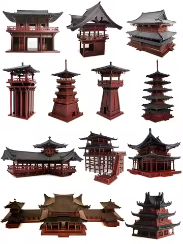 微型故宫桌面装饰假山凉亭仿古建筑鱼缸微景观建筑家居装饰