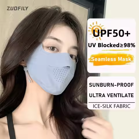 夏季冰丝面罩防紫外线防晒呼吸器男式女式可调节透气面罩户外跑步骑行运动