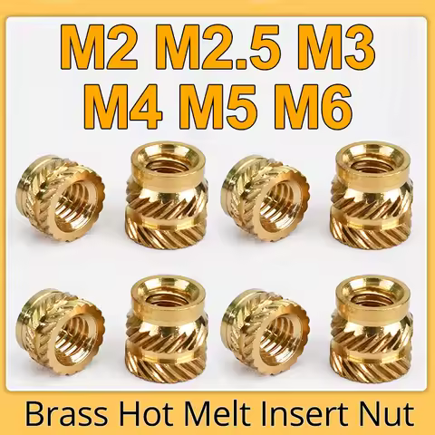 M2 M2.5 M3 M4 M5 M6 黄铜热熔嵌入滚花螺母螺纹热成型双斜纹注射嵌入螺母用于 3D 打印机