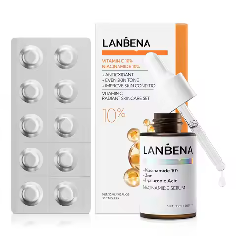 LANBENA 10% 维生素 C 美白精华烟酰胺提亮肤色淡斑舒缓肌肤抗衰老精华护理