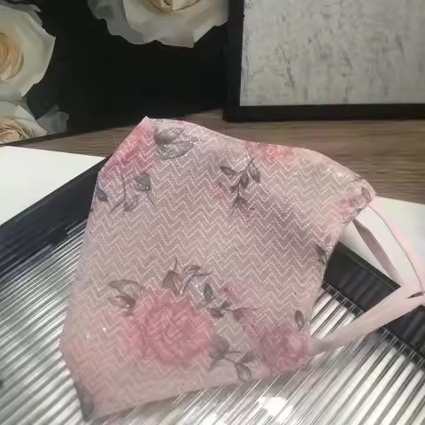 丝滑蕾丝防晒面罩防紫外线玫瑰图案护眼面罩透气双层女式面罩
