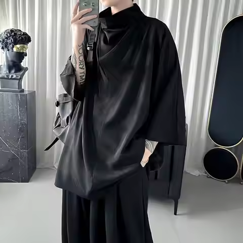 Y2k 黑色原宿 Techwear 男装时尚哥特朋克嘻哈街头创意男士 T 恤日本动漫衣服