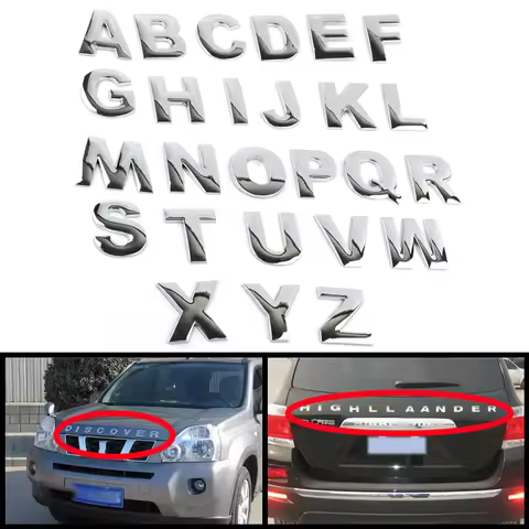 45 毫米 3D 金属 DIY 字母字母徽章镀铬和黑色汽车贴纸数字徽章标志配件摩托车