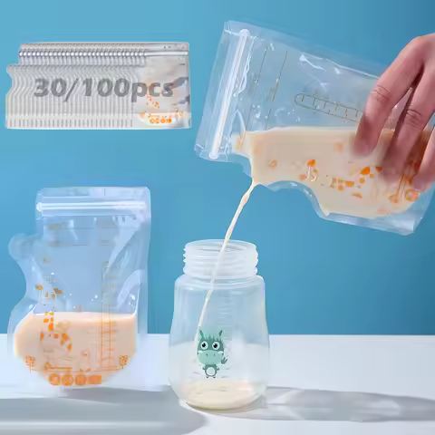 30/100 件母乳储存袋 250 毫升自立式婴儿食品储存容器无泄漏牛奶冷冻袋安全喂养不含 BPA