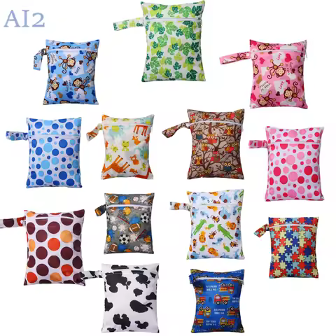 AI2 高品质 20x25 厘米可水洗干妈包婴儿布尿布防水湿袋一袋拉链便携式手提包
