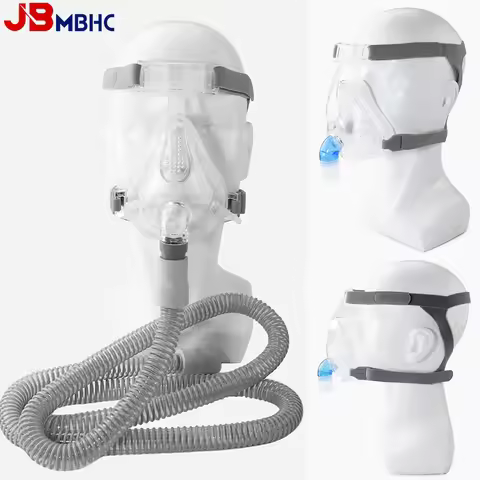 CPAP 全面罩医用硅胶全面罩自动 BiPAP CPAP 口鼻罩带头罩用于睡眠呼吸暂停防打鼾
