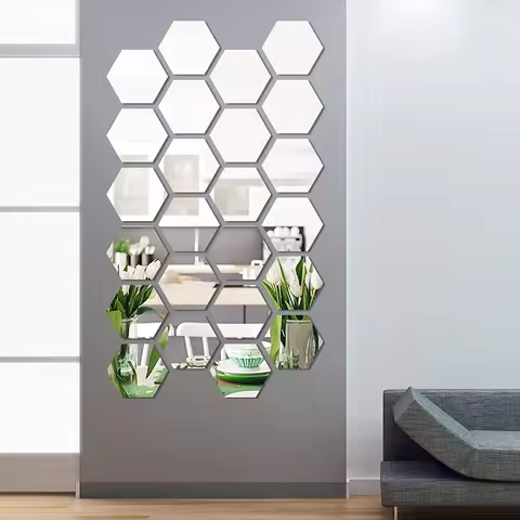 3D 镜面墙贴北欧风格亚克力六边形镜面贴纸贴花可拆卸壁画适合 DIY 家居客厅墙壁装饰